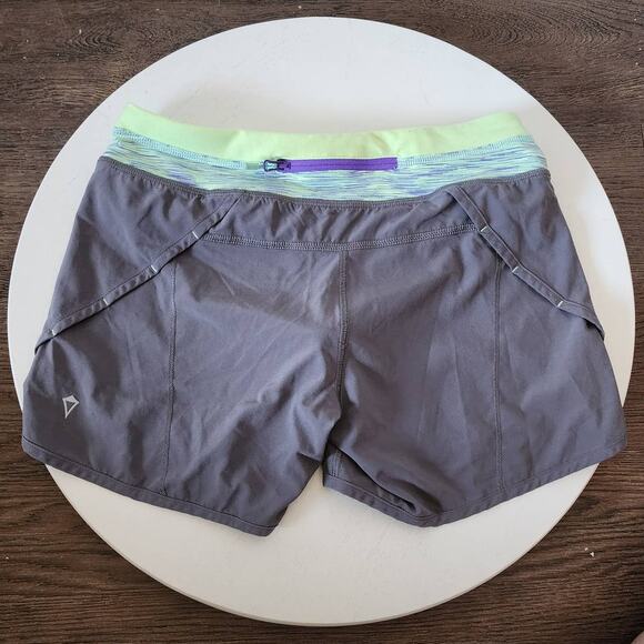 Lululemon Ivivva Slate & Faded Zap Fresh Teal Relay Racer Shorts Swift - Picture 4 of 7